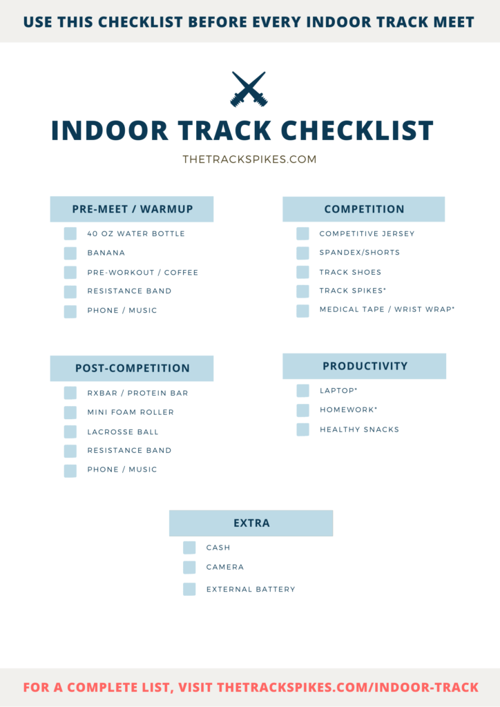 Indoor Track Checklist